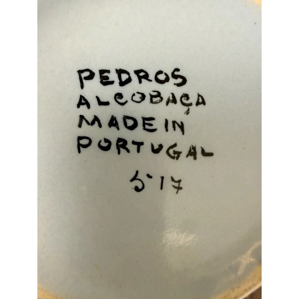 Vintage Pedros Alcobaça Portugal Blue White Cruet Set Oil Vinegar Caddy